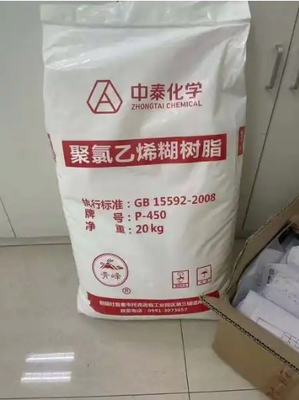 Zhongtai P-450 Resin pasta PVC dengan nilai K menengah dengan viskositas rendah dan VCM residual rendah untuk produk PVC lunak